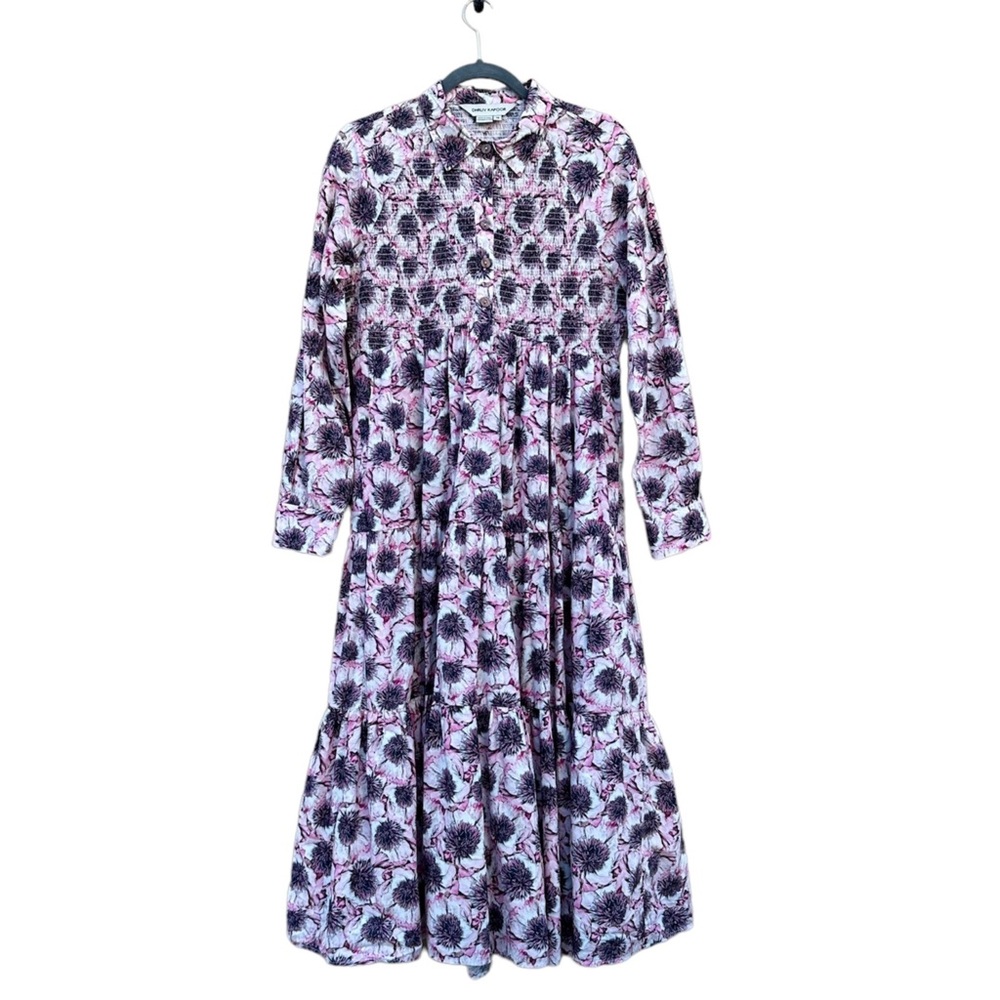 Dhruv Kapoor Patrizia Smocked Maxi Dress Floral Print Anthropologie 10